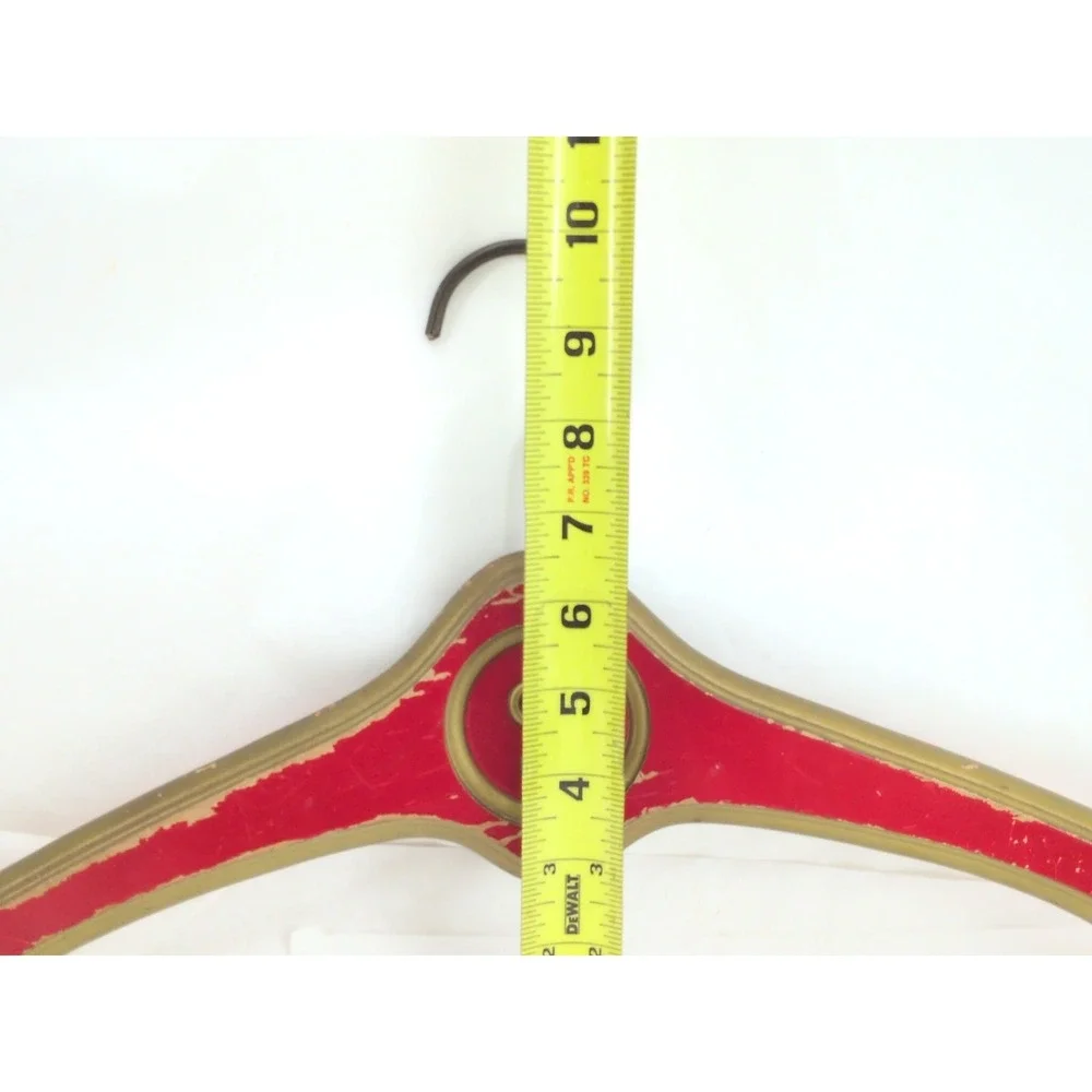 Hollywood Regency Red Gold Wooden Monogrammed Clothes Hanger Department S T L G